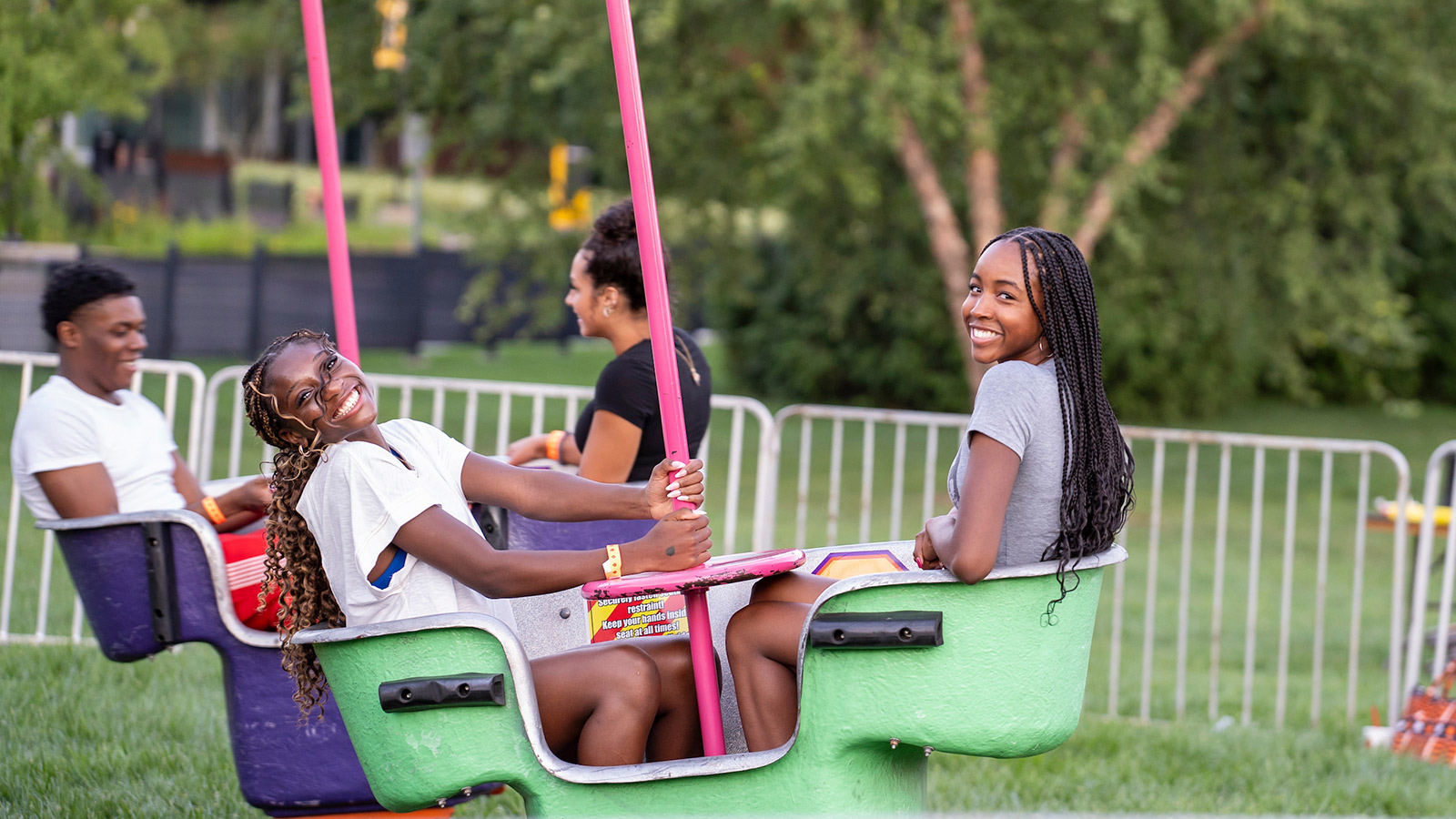 students on a carnival ride
