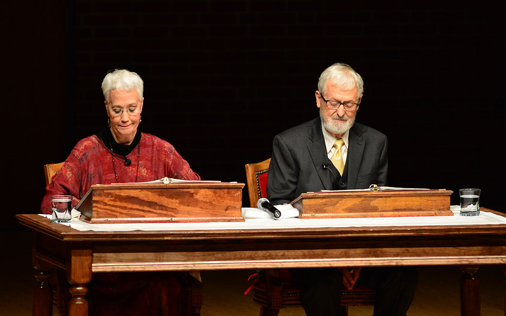 Dick Gillespie, pictured here with his wife and former TU president Maravene S. Loeschke, during a performance of "Love Letters."
