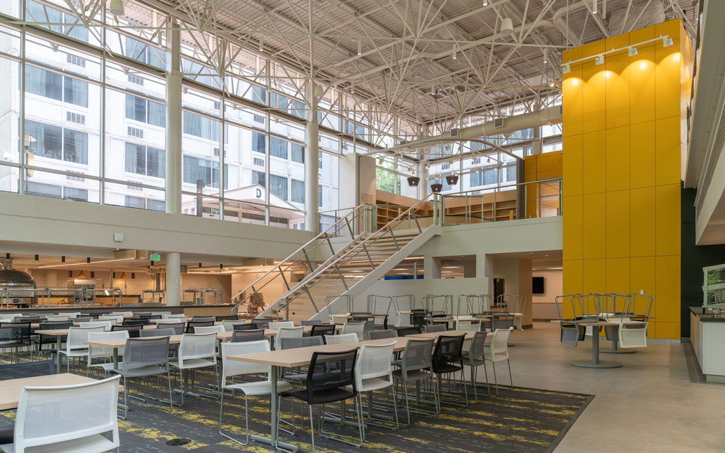 The main space of the newly renovated Glen Dining Hall
