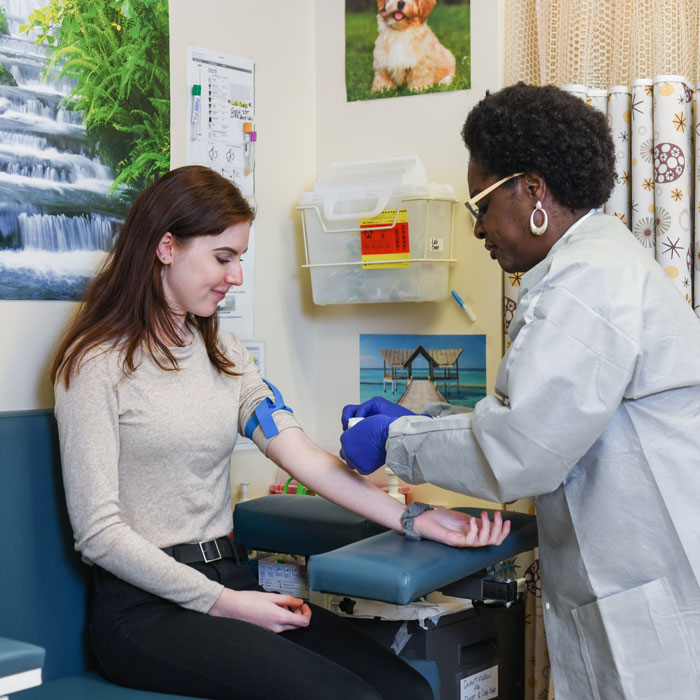 Student receives care from a Health Center staff member