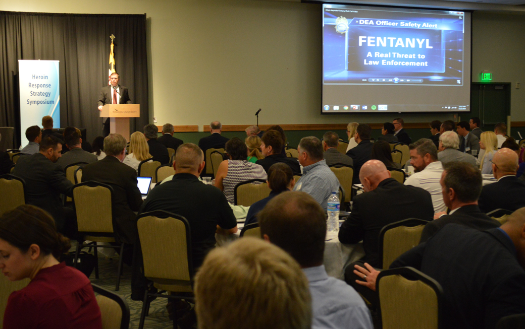 Chuck Rosenberg, acting administrator of the Drug Enforcement Administration, speaks during the Thursday session of the Heroin Response Strategy Symposium at Towson University's West Village Commons.
