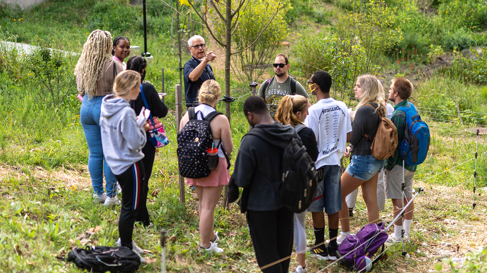 James Hull with group of students in Glen