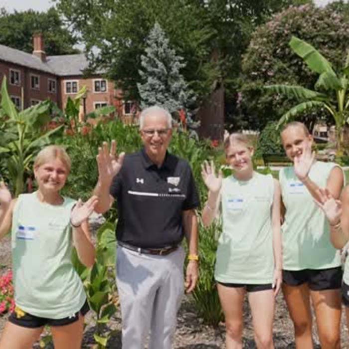President Ginsberg and students