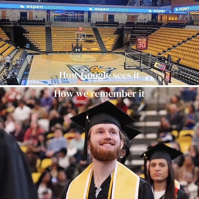 Two pictures that say "how google sees it" and "how we remember it"
