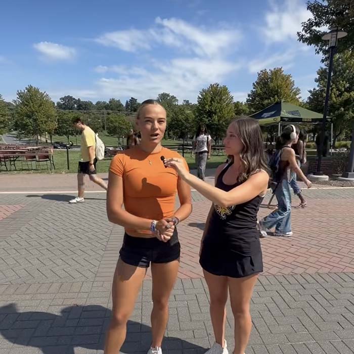 TU student getting interviewed