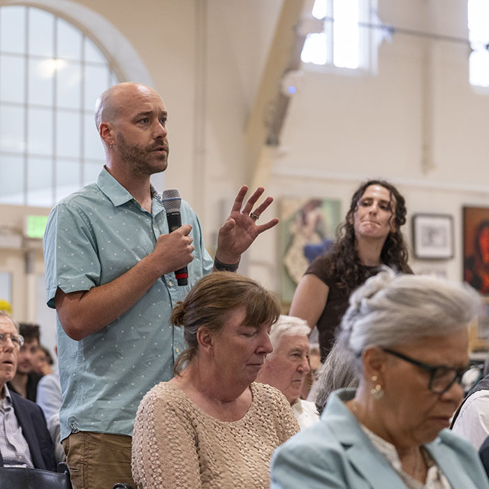 Person asking a question