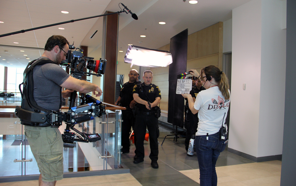Video crew and police on set