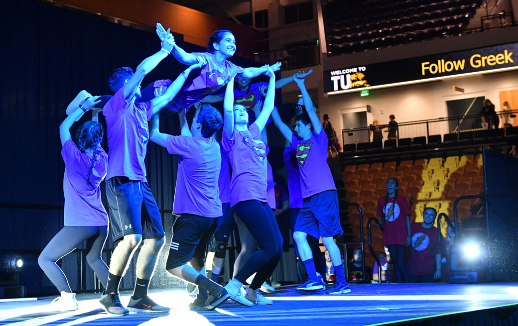 Students at the Greek Sing event