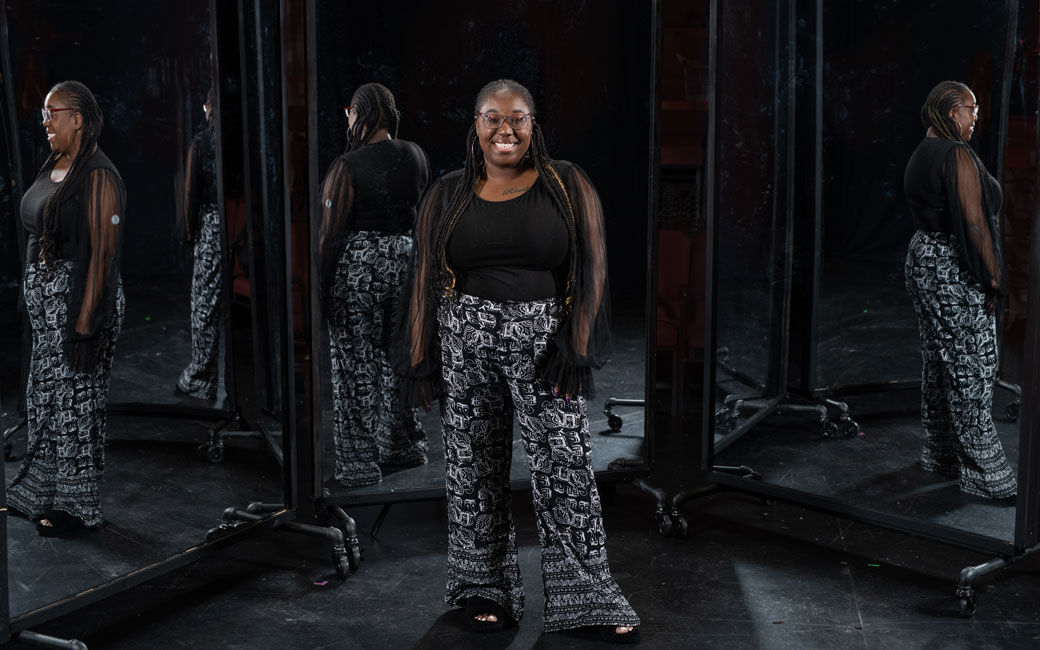 Lakeshia Ferebee in the Center for the Arts Ruth Marder Studio Theatre