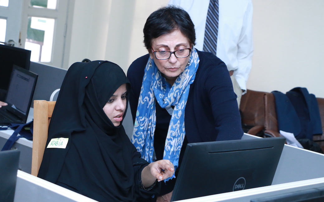 Mahnaz Moallem and student