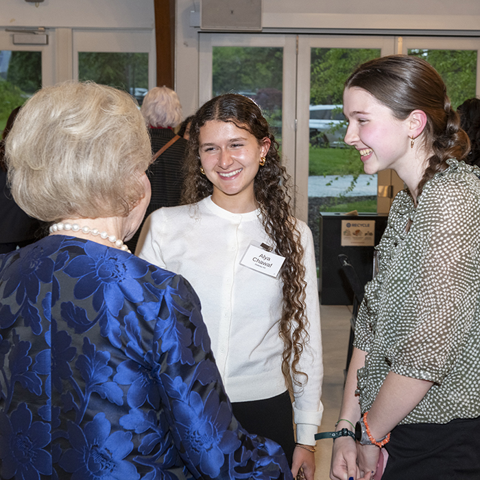Two students with Nancy Grasmick