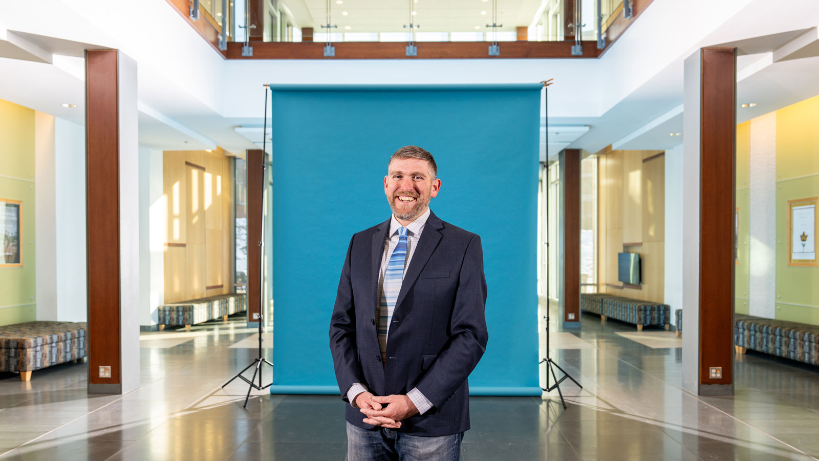 professor michael allen stands in the College of Liberal Arts