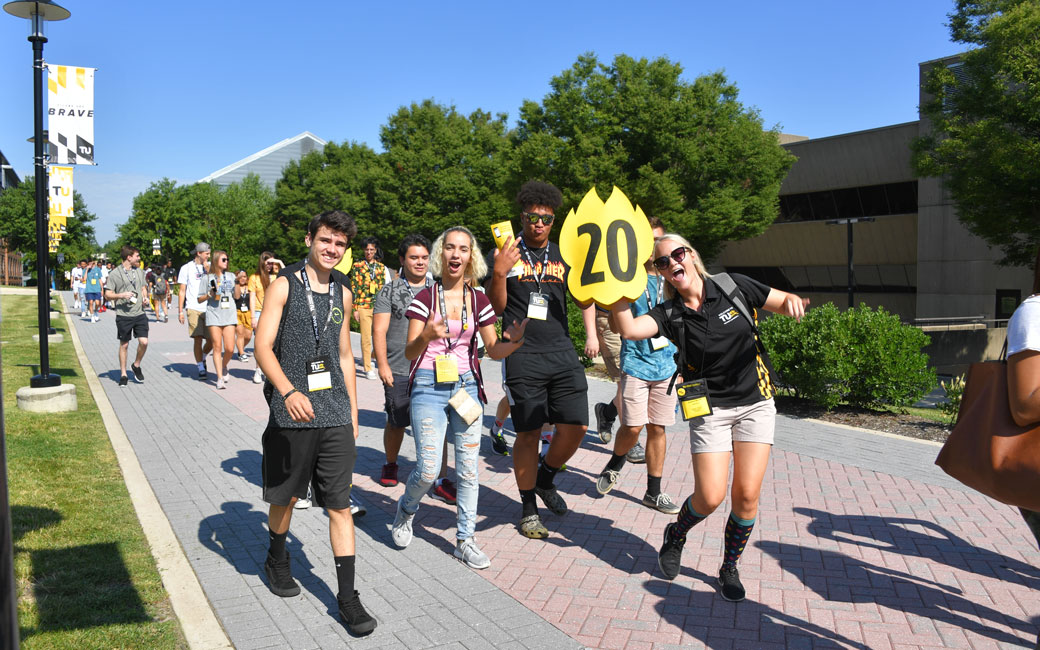 Students on an orientation tour back in 2020