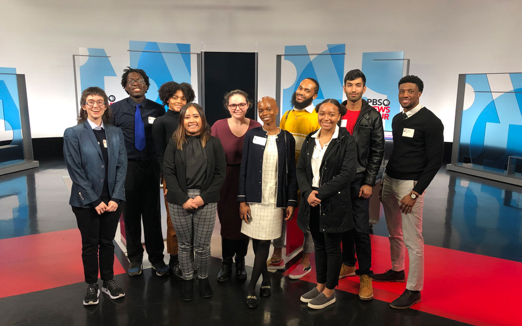 Students at the PBS NewsHour studio