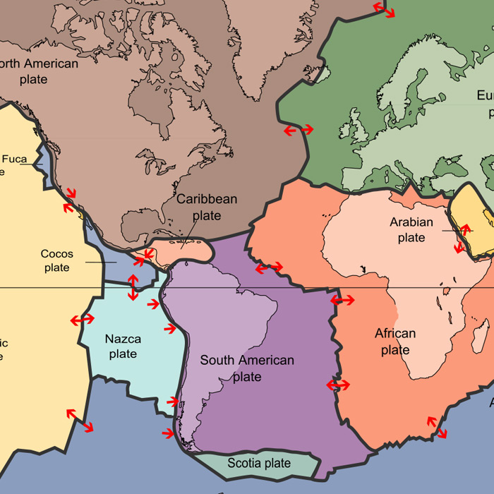 Map of tectonic plate boundaries