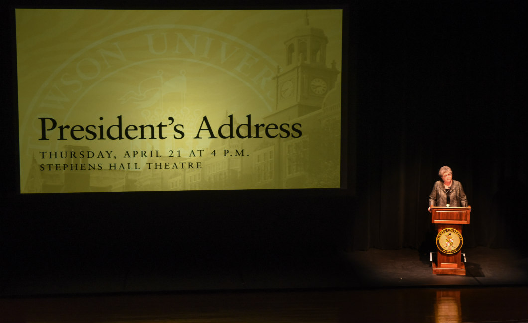 President Kim Schatzel during her first presidential address