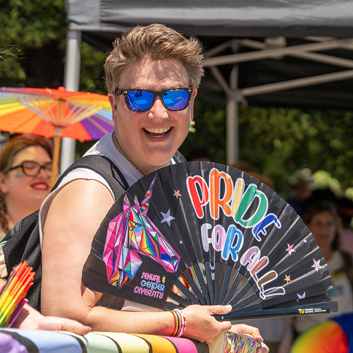 staff member at the pride parade