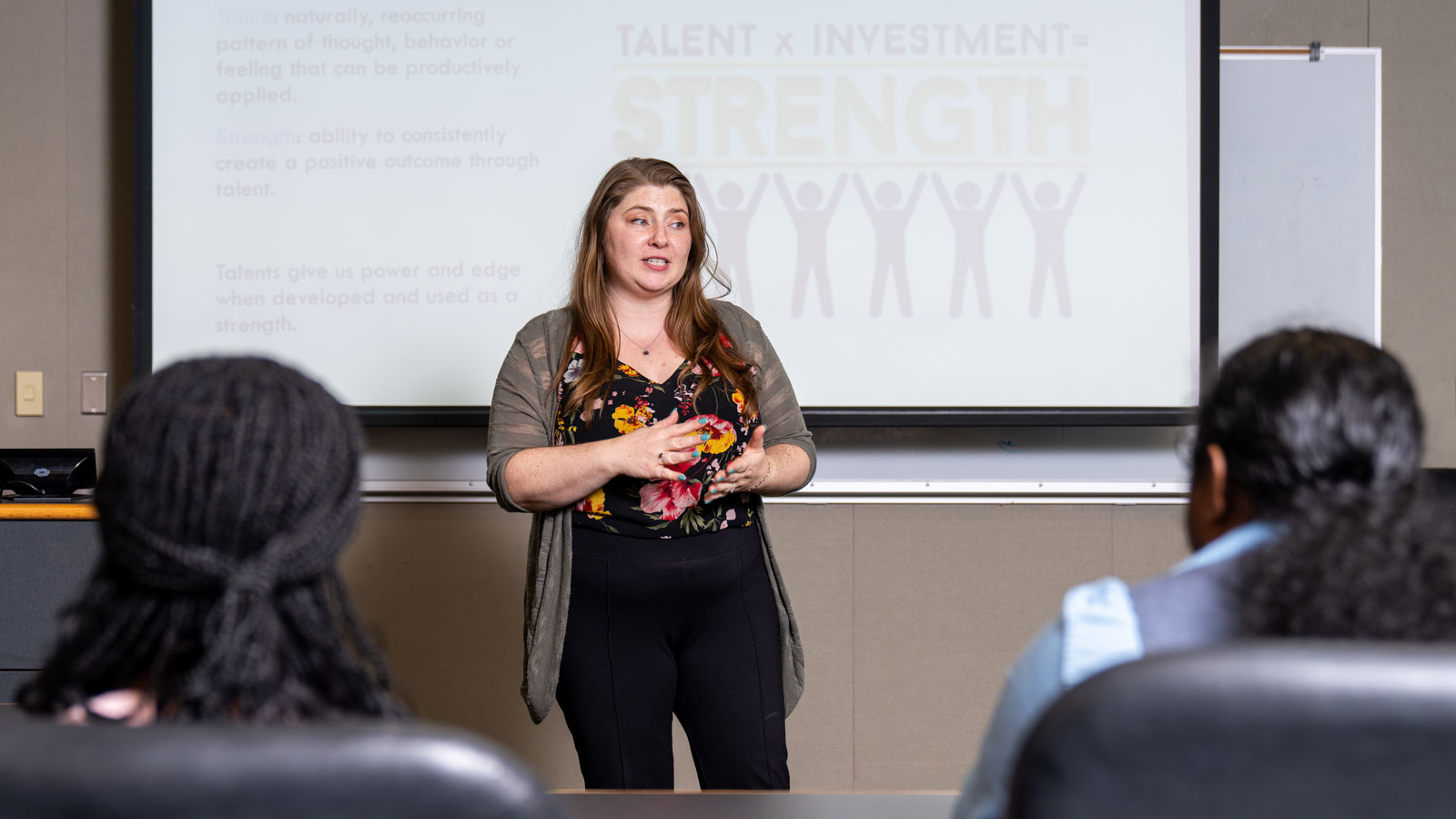 Amy Levine leads a professional development seminar on campus 