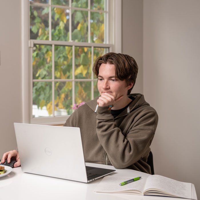A student accesses study materials on their laptop remotely