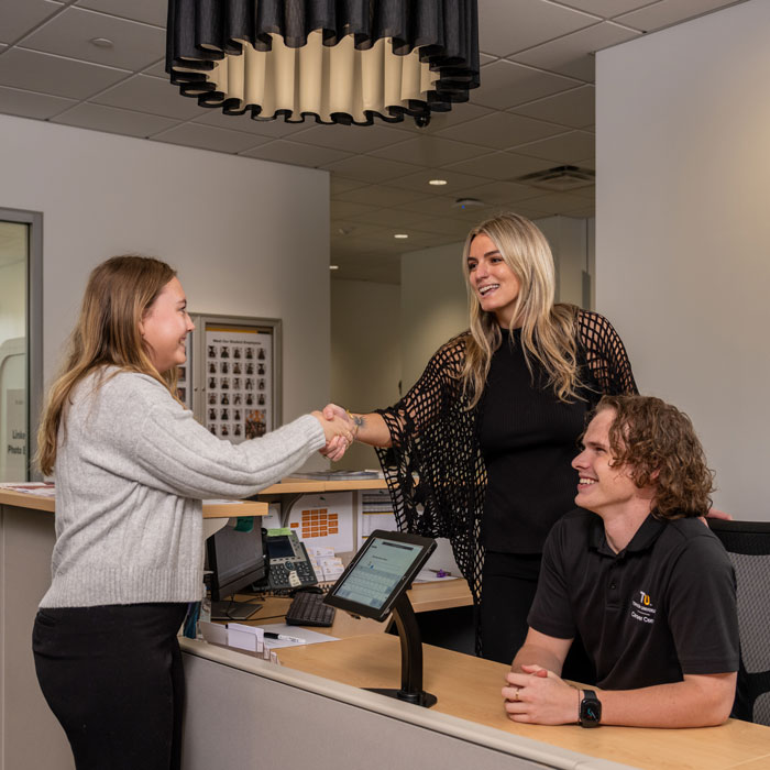 Career Center staff provide a student with support