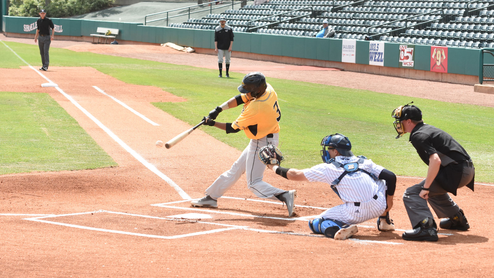 Richie Palacios taking an at-bat for the for the Towson University Baseball Team