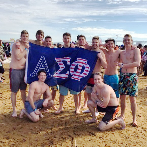 Ryan Fitzpatrick and fraternity at Polar Bear Plunge