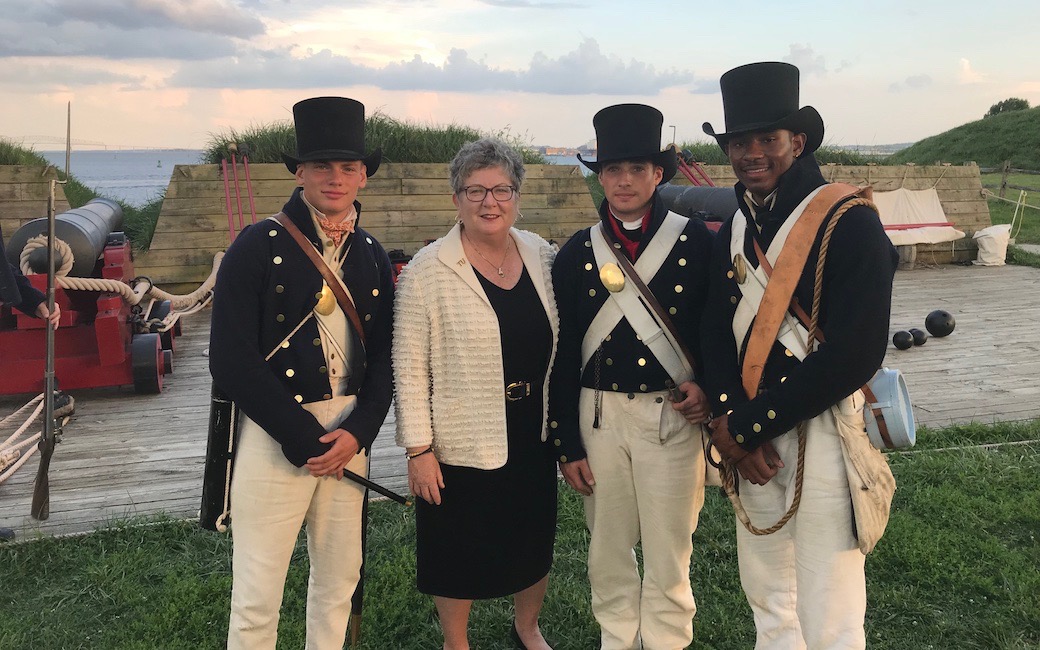 President Schatzel and TU students