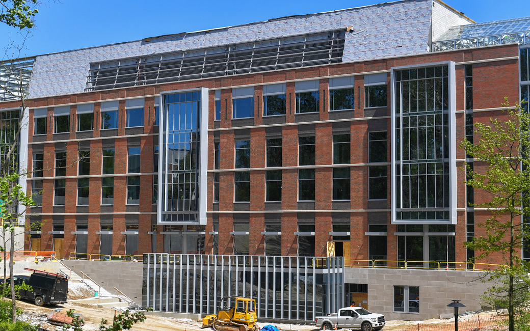 West side of the science Complex, including outdoor classroom