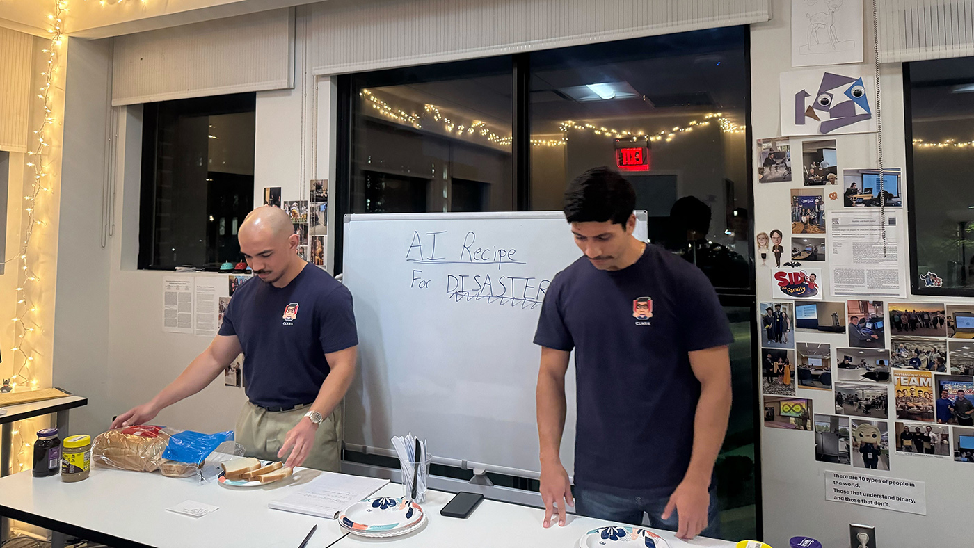 People standing at table