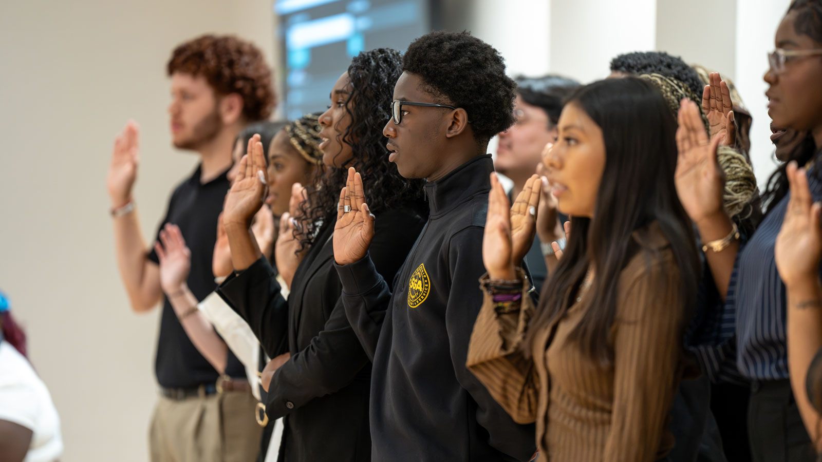 New members of the SGA are sworn in at the General Assembly Meeting