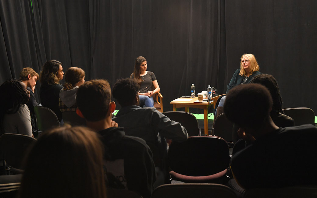 Students watch Q&A with Shelly Strong
