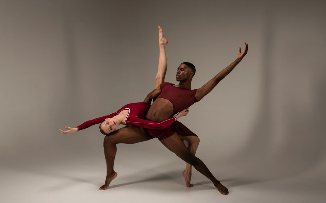 Two dancers in studio portrait