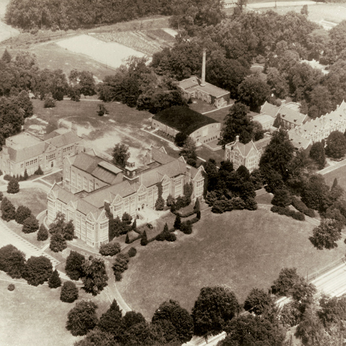 1940 aerial view of TU campus