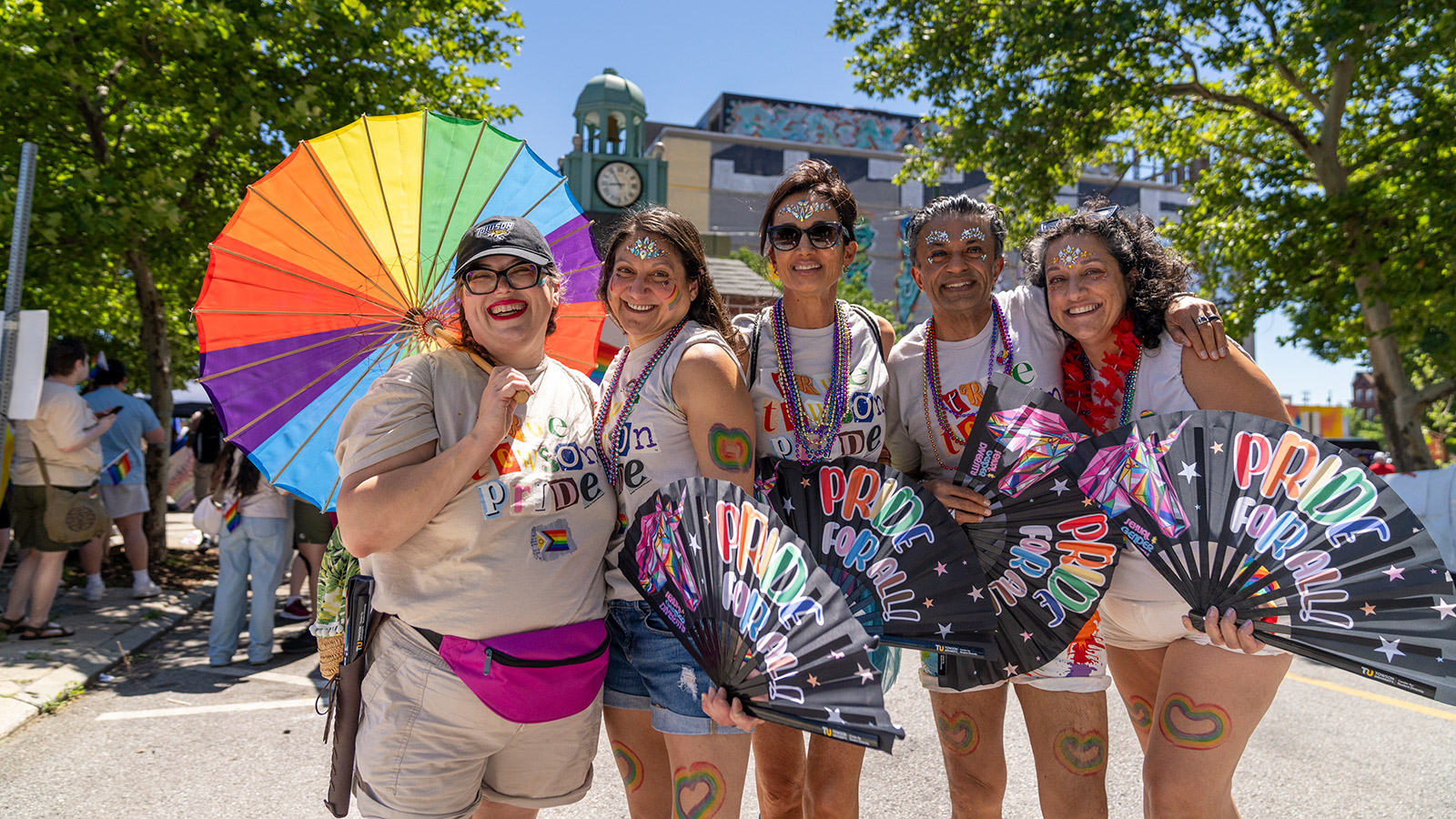 marchers with the towson university group at the baltimore pride parade