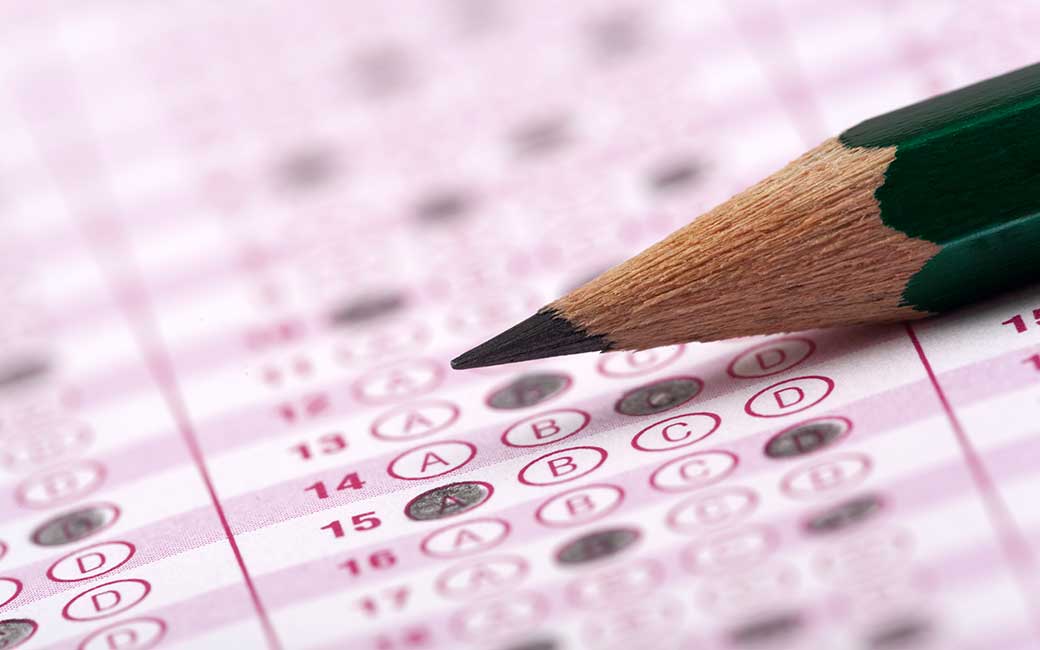 close-up of pencil on standardized test answer sheet