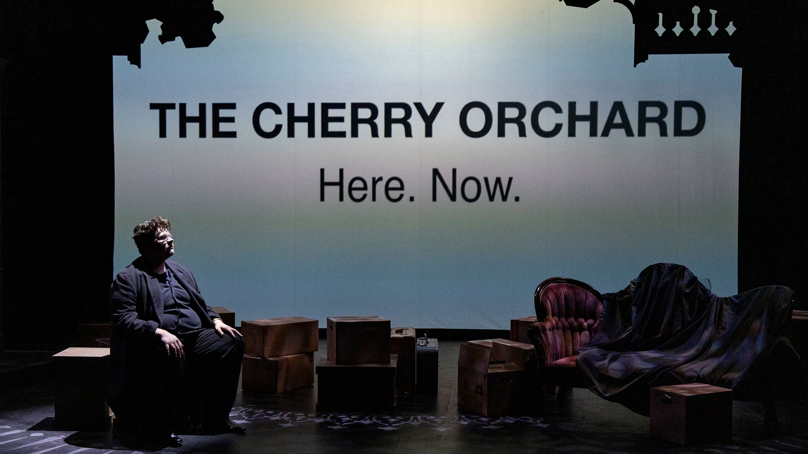 Nick Yarnevich '26 in a scene from TU Theatre Department's production the Cherry Orchard