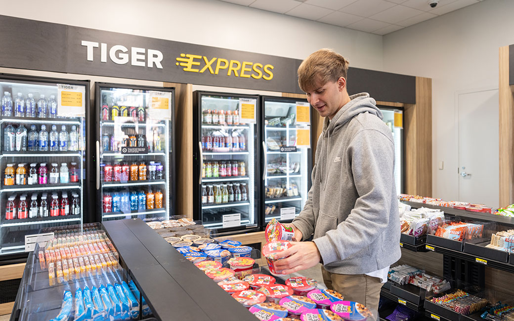 Student shopping in Tiger Express