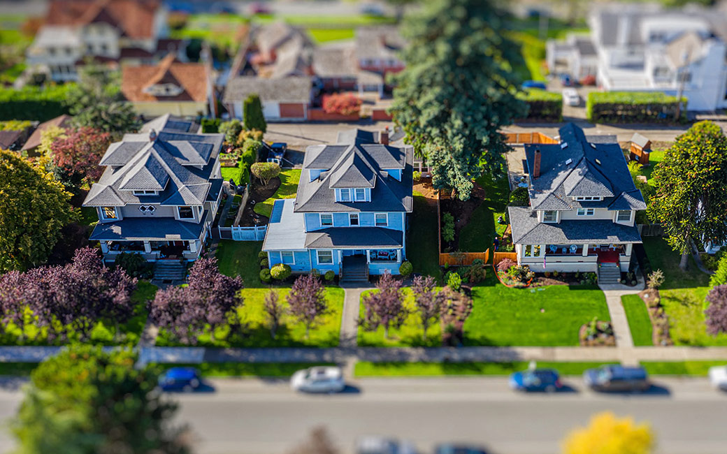 Aerial view of houses