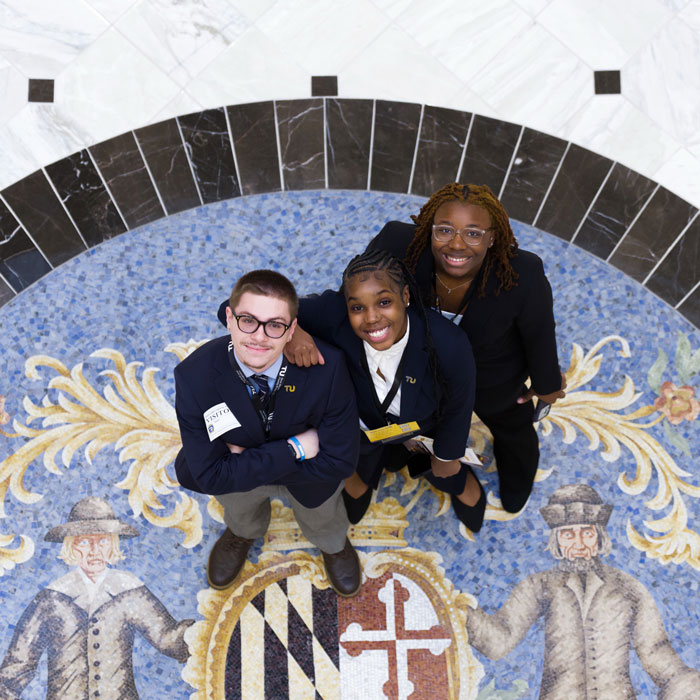 Students Pose at the House of Delegates Building in Annapolis 