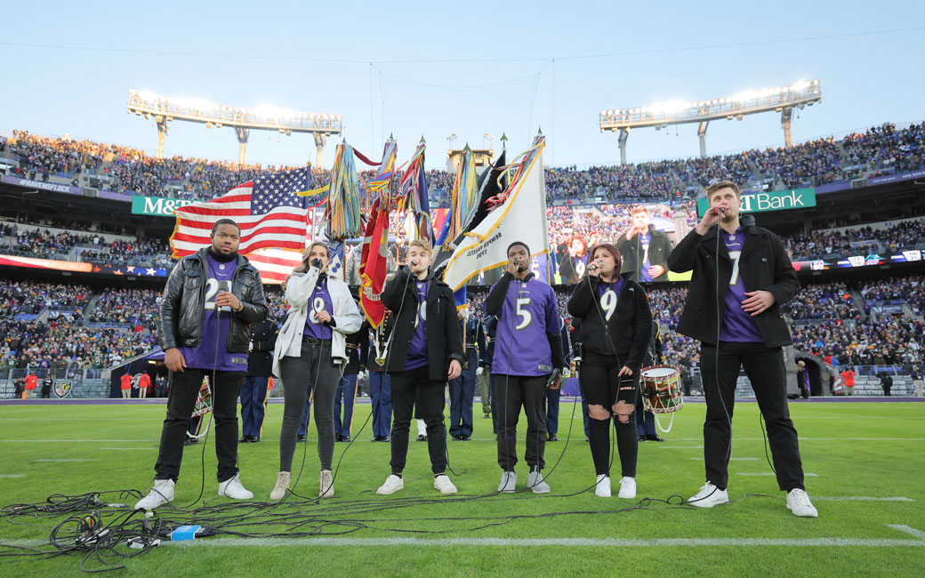 The Trills performing the national anthem at the Baltimore Ravens game