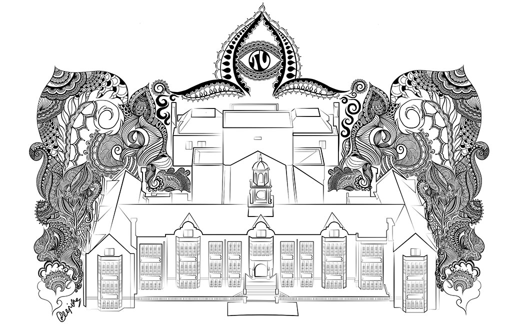 Coloring page design of Stephens Hall