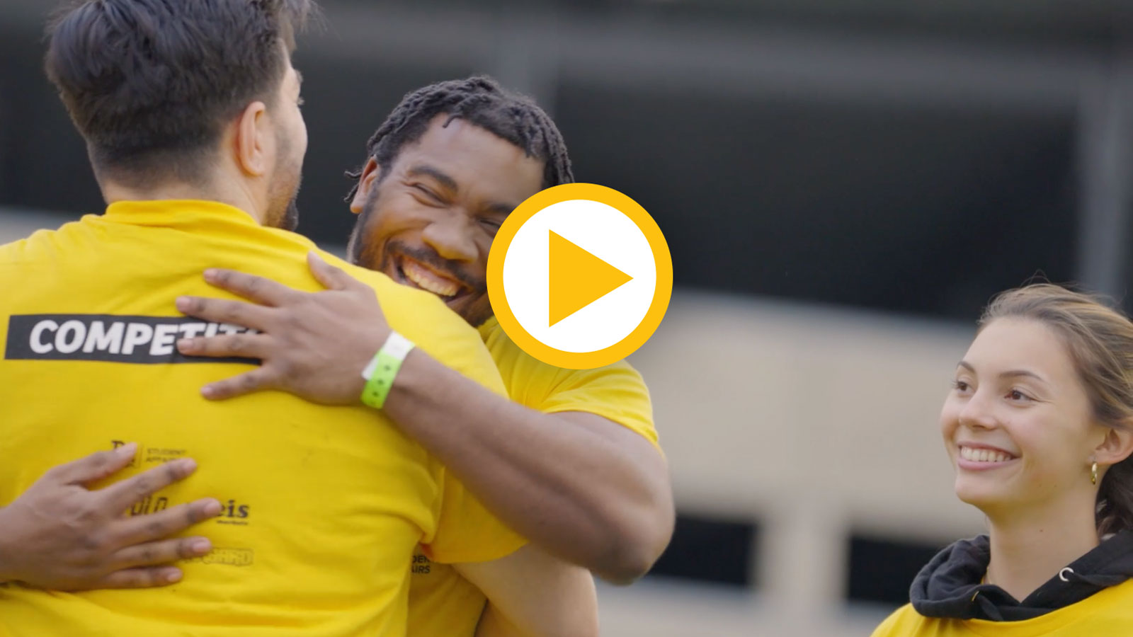 TU Student Veterans Hugging during a on-campus competition 