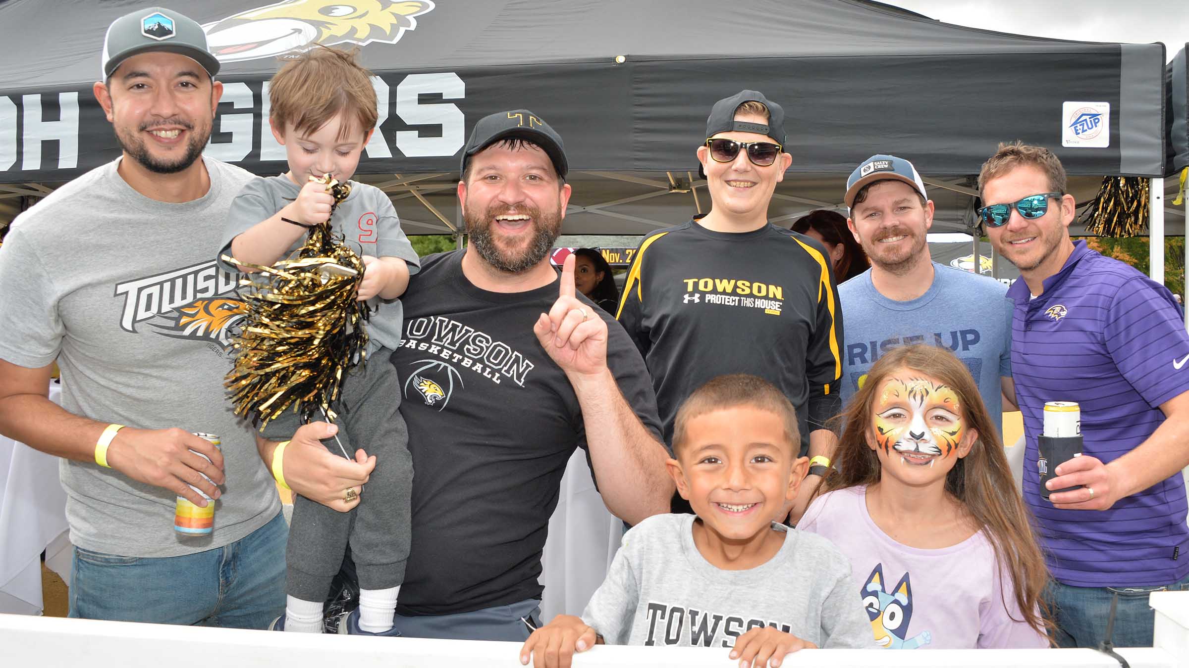 Tiger fans get an up-close view of the game from the end zone.