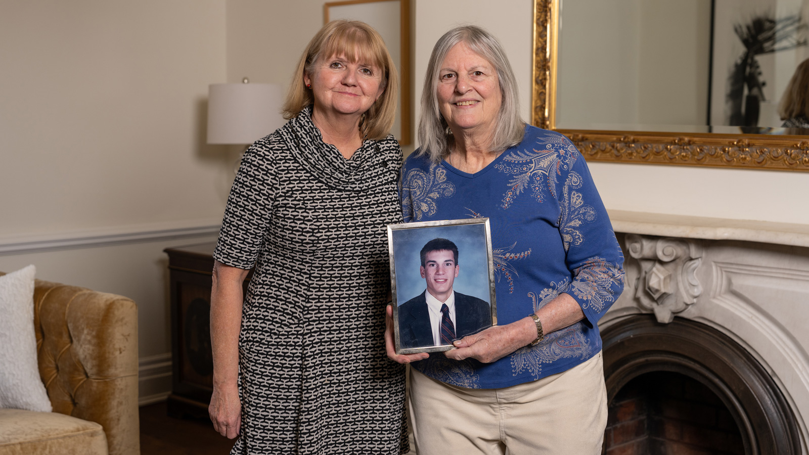 Louise Miller and Tracy Miller with photo of Nick Ziolkowski 