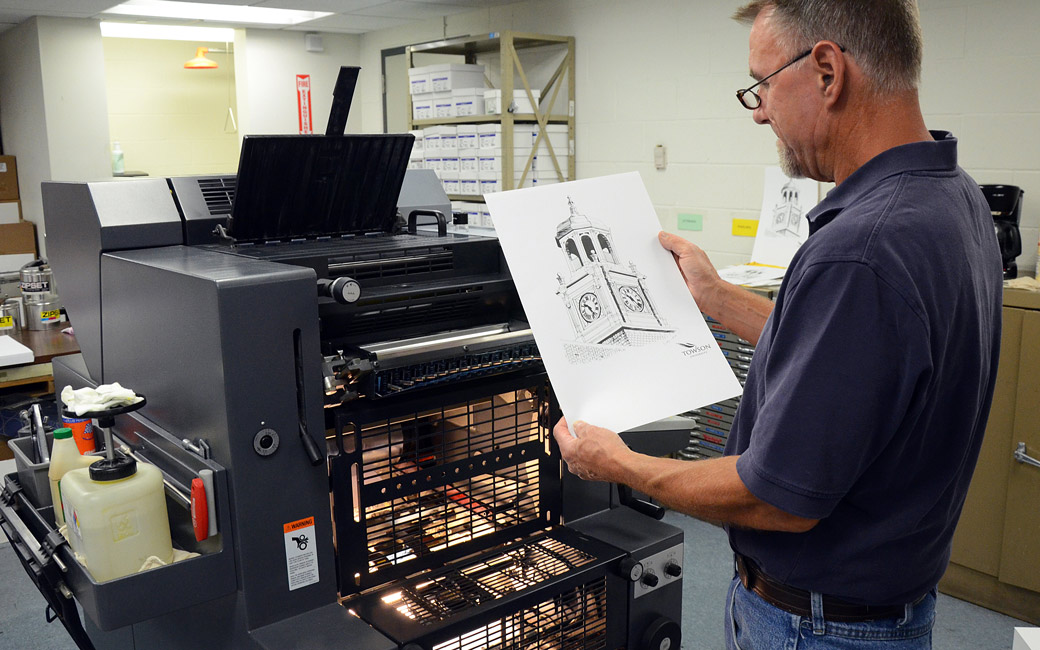 Someone printing a Stephens Hall image