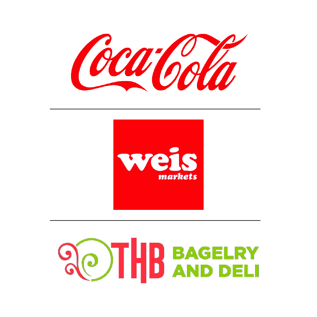 sponsorship logos of Coca-Cola, Weis Markets, and THB Bagelry & Deli