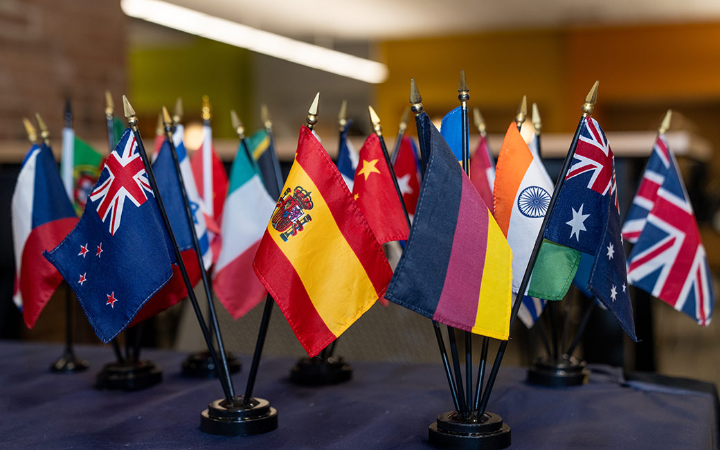 Table with different flags from different countries