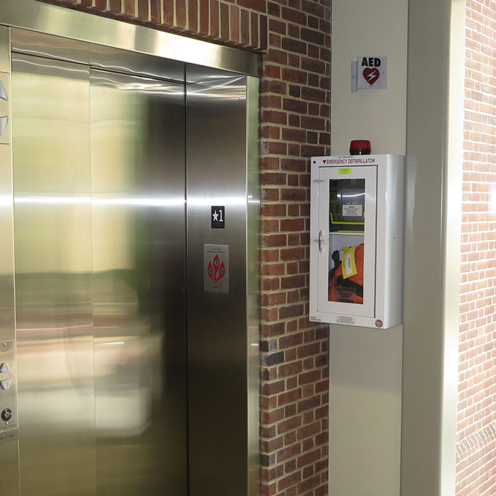 1st floor elevator lobby across from the Health Center waiting room