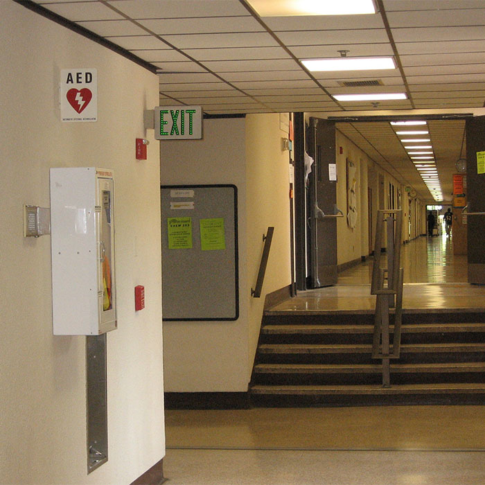3rd floor hallway across from Biology dept. 