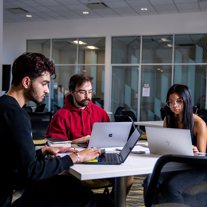 Students using the Academic Commons space